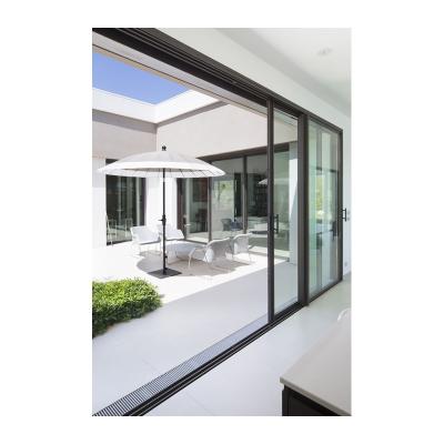 China Waterproof Soundproof Thermal Break Double Glazed Glass Aluminum Sliding Door For Patio for sale