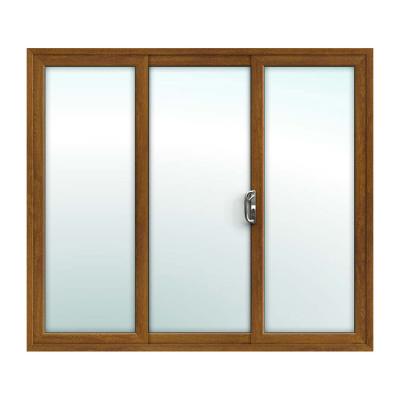 China Waterproof Wood Grain PVC Triple Color Plastic Glass UPVC Slide Sliding Gloss Doors for sale