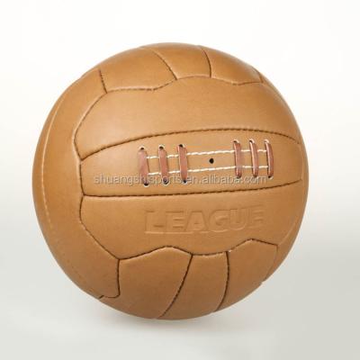 China Size 5 Soccer Ball Football Balls Eco-Friendly 100% Pure Leather Eco-Friendly Brown Soft Retro Hand-stitched ,Retro Soccer Ball for sale