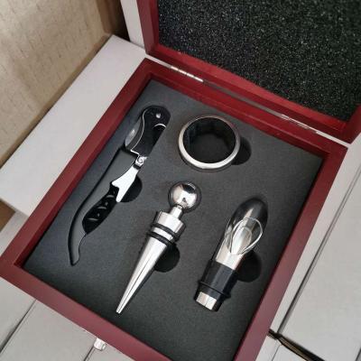 China Viable Wine Bottle Opener Set In MDF Wooden Case , Wine Accessories Gift Set for sale