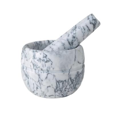 China New Design Custom Marble Mortar/Raper/Tamper and Pestle Set Viable for Garlic and Other Good Quality Herb Spices for sale