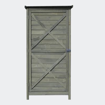 China Easily Assembled Outdoor Tool Room Shelves Garden Lockers Style Green Natural Light Wood Finishes for sale