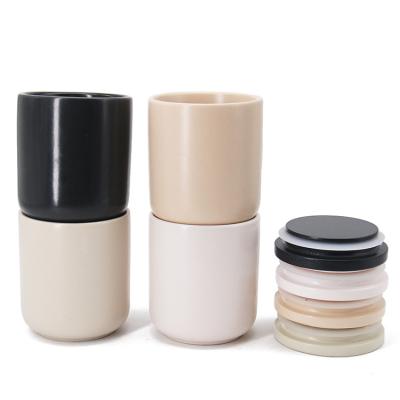 China Wholesale Nordic Unique Eco-friendly Luxury Home Decoration Decor Cylinder Style Empty Ceramic Candle Jar Wedding for sale