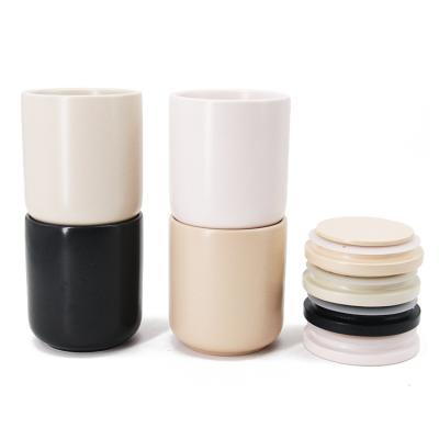 China Eco-friendly Matte Multi-Colored Wedding Home Decor Candle Cup Container Wholesale Ceramic Empty Candle Jars for sale