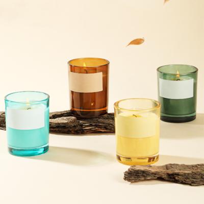 China Fashionable Custom Logo Frosted Empty Container Wide Mouth Candle Glass Jar With Wooden Lid for sale