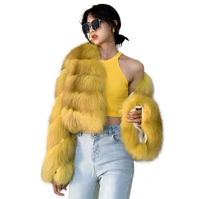 China Golden Fox Fur Coat Women's Island Coat Winter Women's Fox Fur Coat Elegant Wholesale Anti-Shrink Shorts Real for sale