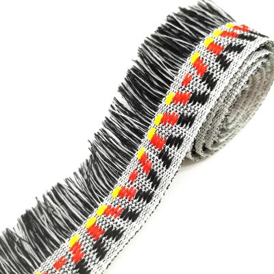 China Custom Decorative Tassel Strip 30mm Tassel Curtain Ribbon Colorful Polyester Braid Polyester Braid Shoes Ribbon Trim for sale