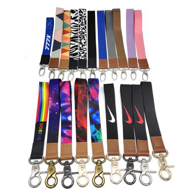 China Customizable Polyester Key Short Lanyard Fashion Design Printed Polyester Key Chain Custom Short Lanyard for sale