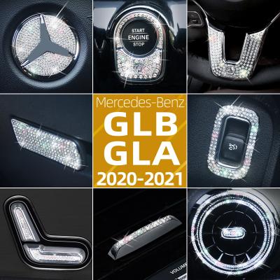 China Diamond Beautiful New GLB GLA Car Kit Armrest Box Switch Rhinestone Interior Stickers for sale