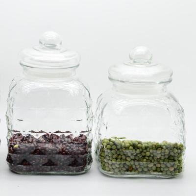 China Sustainable Glass Canisters With Lid Airtight Colored Glass Food Storage Containers Storage Jar for sale