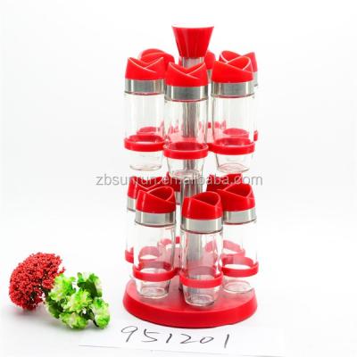 China Sustainable Food Safe Red Glass Spice Jar With Stand Wholesale for sale