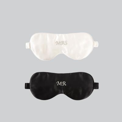 China Mr. & Mrs. Silk Satin Eye Mask Lover Gift Embroidered Mask Set for sale