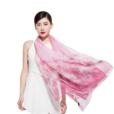 China 100%silk Medium Chiffon Digital Print Solid Color Women Scarf Fancy Hijabs for sale