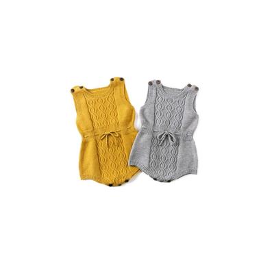 China 100% COTTON Kids Baby Knit Sleeveless Cable Romper Baby Sweater Clothes for sale