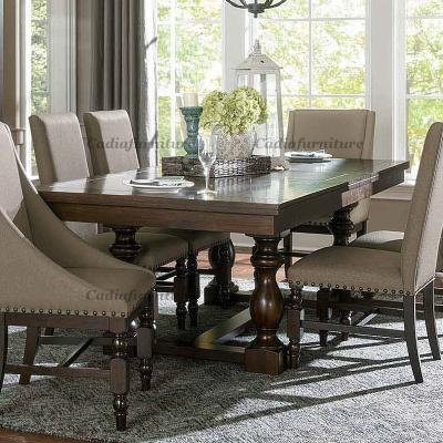 China Advantageous Rustic Wood Dining Table and Chairs Country Style American Wood Top Dining Room Furniture for sale