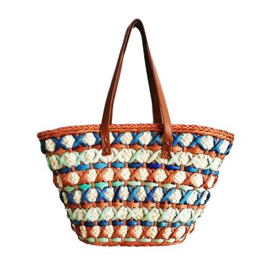 China Water Resistant 2023 Women's Straw Handbag Shopping Large Summer Bakset Bag Woven Straw Beach Tote Bag for sale