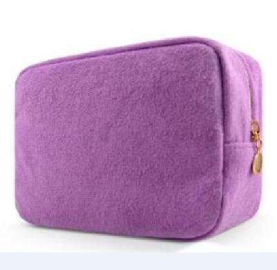 China Eco Friendly RPET Terry Towel Makeup Bags Sustainable Towel Handled Cosmetic Pouch For Women for sale