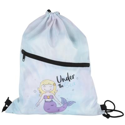 China Custom Printed Waterproof Drawstring 190T Polyester Drawstring Shopping Backpack for sale