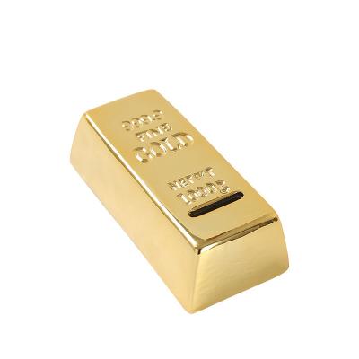 China Coin Bank Piggy Bank Ceramic Electroplating Gold Brick Coin Bank Creative Simulation Gold Bar Piggy Bank Ceramic Craft Gift for sale