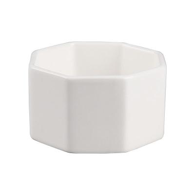 China Black White Color Ceramic Candle Holder Modern Sexangular Shape Black White Color Ceramic Candle Holder for sale