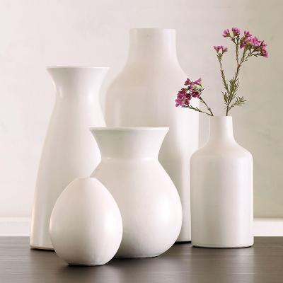 China Ceramic vase Rustic Style Pure White Unglazed Ceramic Vase for Modern Home Decor for sale