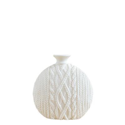 China Modern Modern European White Ceramic Woven Texture Dry Flower Vase Hydroponic Vase Home Decoration for sale