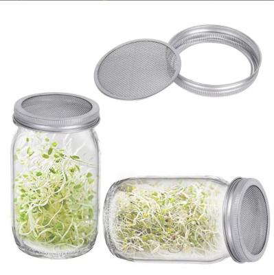 China Freshness Preservation Organic Glass Sprouting Jar Set with Stainless Steel Stand for Seeds and Beans for sale