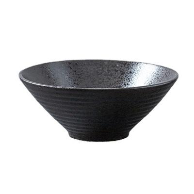 China Sustainable Large Japanese Style Snow Glazed Cone Shape Ceramic Noodle Bowl for sale