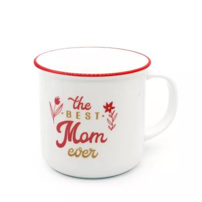 China Sustainable Simple Ceramic Enamel The Best Mom Ever Mug For Mother's Day for sale