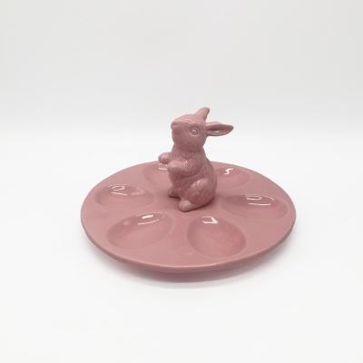 China Sustainable Creative Cute Rabbit Shape Egg Plate for Easter for sale