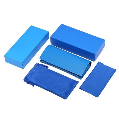 China Fashoin hot wholesale sunglasses packaging glass cleaner glass accessories shape pu glass case box custom logo rpet cleaning cloth for sale