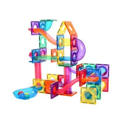 China Building Toy Custom BPA Free Magnetic Building Blocks Marble Race Building Blocks Rod Educational Toys DIY Tiles Building Toy Custom for sale