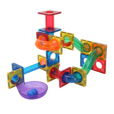 China Educational Toy New Design 50pcs Magnet Marble Run 3d Blocks Magnetic Building Blocks Children Building Blocks Push Back Toys for sale