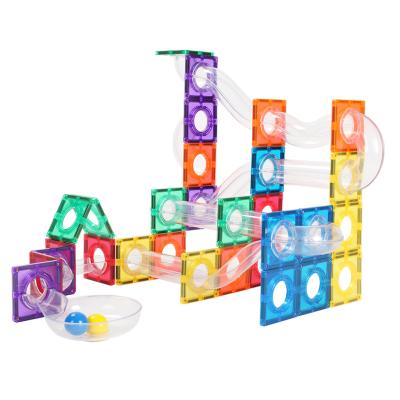 China 2021 Construction Toy New Arrival BPA Free Run Marble Magnetic Toy Building Tiles 100 Educational Learning Toys for sale