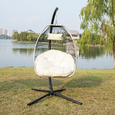 China Good Quality Modern Rattan Egg Shaped Hammock Sofa Chair Swing With Stand 104X160X200Cm Porch Garden Patio Basket Thanging Hammock for sale