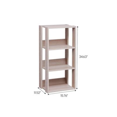 China White Brown 3 Tier Environmentally Friendly Adjustable Tier Style Modern Design Open Solid Wood Book Shelves for sale