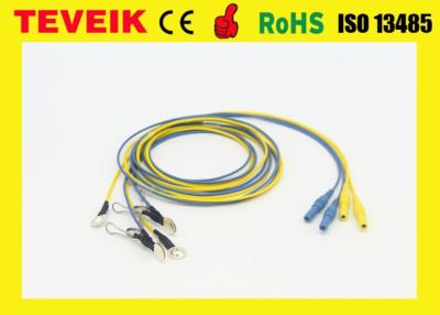 China Precio de fábrica del electrodo colorido del cable del Oído-clip EEG del zócalo impermeable de Neurofeedback DIN1.5, cobre plateado de plata en venta