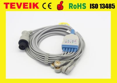 China Alrededor de 6 Pin la una pieza 5 lleva el cable de ECG con la broche para el cable mindray, médico del ecg en venta