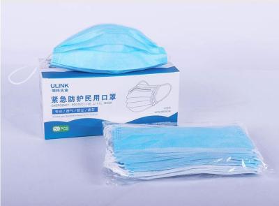 China Face Mask 5ply GB2626-2006 Non Woven Fabrics 3 Ply Earloop Face Mask for sale