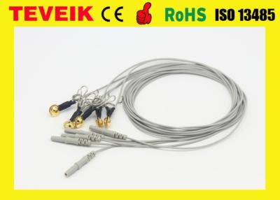 China Reusable Medical Neurofeedback TPU Gold Pated Copper DIN 1.5mm Ear-Clip EEG Electrode Cable for sale