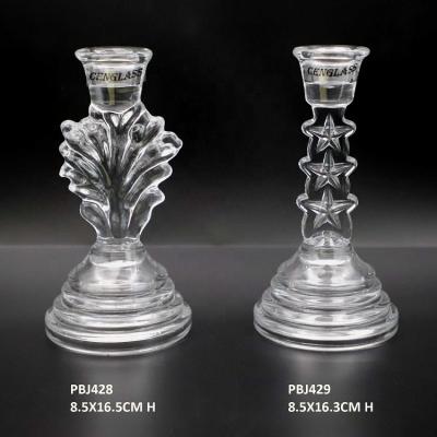 China Home Decoration Tableware Glass Candle Holders Glass Pillar Holders Christmas Use Clear And Color for sale