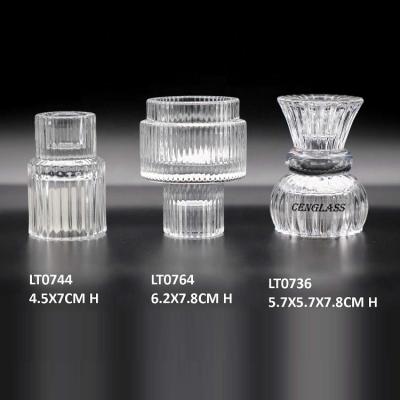 China Dual-Use Clear and Tealight Home Glass Candle Holders Tableware Decoration Color for sale