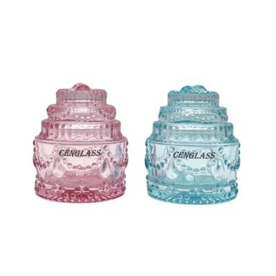 China Europe clear and colorful tableware glass container castle jar gift box for sale