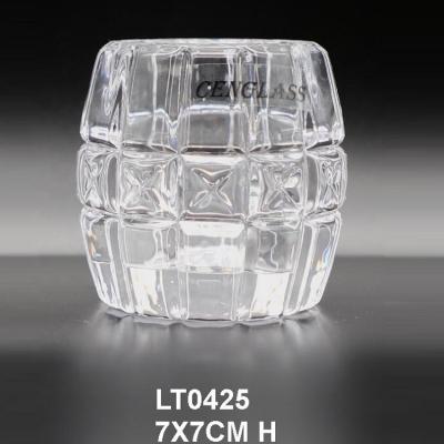 China Home Decoration Hand Pressed Votive Glass Candle Holder Holder Color Clear Or As Request for sale