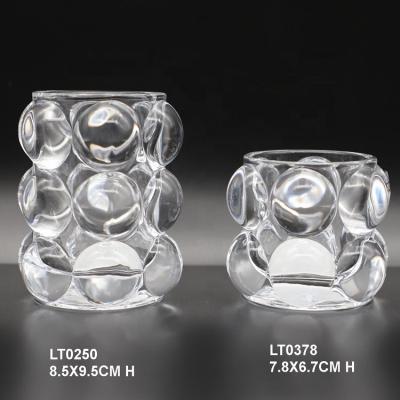 China Home Decoration Hand Pressed Votive Glass Candle Holder Holder Color Clear Or As Request for sale