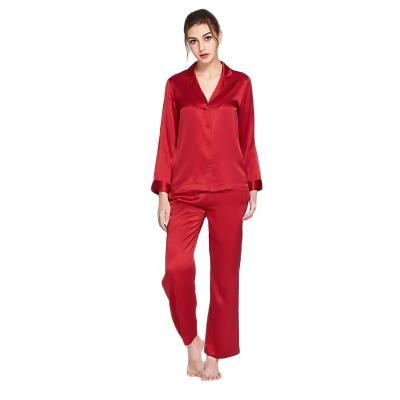 China Sale 100% Ins Silk Pajamas Ladies Girls Bedroom Warm Pure Silk Ladies QUICK DRY Pajamas For Sleep for sale