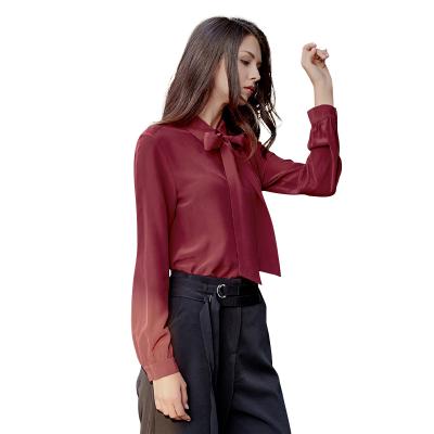 China Custom Logo Women Silk Shellort Fashion Luxury Silk Blouse Wholesale Anti-wrinkle Silk Shirt for sale