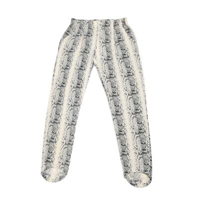 China Wholesale Anti-wrinkle Silk Pants Luxury Faux Snakeskin Printed 100% Silk Pants For Women for sale