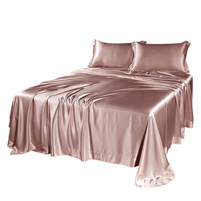 China High Quality Applicable Silk Bedspread Flat Sheets Comfortable Hotel Anti-pilling Bedding Silk Sheet for sale