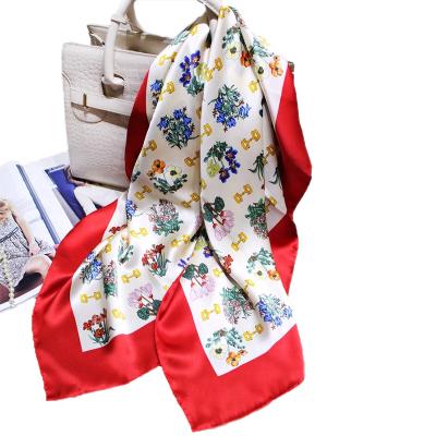 China 2021 Factory Supply Square Scarves Fashionable Digital Printing Soft Silk Shawl Silk Scarves 2021 for sale